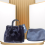 Плюшена дамска стилна чанта в комплект с несесер, снимка 1 - Чанти - 44570203