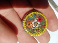  Стара мозаечна брошка,винтидж флорална тема, снимка 2