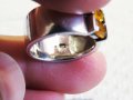Стар марков мъжки сребърен пръстен с красиви желти сапфири сребро, снимка 3