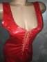 Червена секси къса рокля от еко кожа М, снимка 2