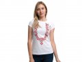 Нова дамска бяла тениска с трансферен печат Шевица, Етно мотив, България, снимка 15