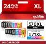 Нови Prodoki 570 571 XXL мастила за Canon Pixma MG5750 TS5050 24 броя тонер принтер мастило печат, снимка 1