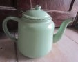 Стар емайлиран чайник млечнозелен цвят, снимка 1