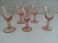 Антикварни чашки  за ракия цветно розово стъкло, снимка 6