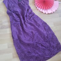 Лилава рокля с флорални мотиви, снимка 1 - Рокли - 31687304