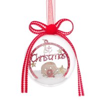 2 броя Прозрачна топка за коледна елха "Първата Коледа на бебето", 11 см, снимка 1 - Други стоки за дома - 42690052