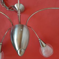 Качествена Лампа Полилей Инокс за Таван с 5 Стъкла/Камбанки , снимка 6 - Лампи за таван - 39177429