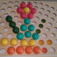 Rainbow wooden clip beads мултифункционална игра с мъфини, топчета и шаблони от дърво , снимка 11 - Образователни игри - 37478078