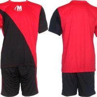 Екип за футбол/ волейбол/ хандбал, фланелка с шорти червено и черно., снимка 1 - Спортни дрехи, екипи - 37570084