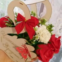 Лебеди със сапунени цветя, снимка 2 - Подаръци за жени - 39594534