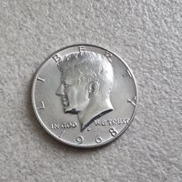 Оригинална монета. САЩ. Сребро. Половин Американски долар .1968 год. С образът на Кенеди., снимка 4 - Нумизматика и бонистика - 40764204
