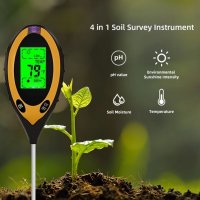 Влагомер за почва PH метър термометър почвен анализатор светломер 4в1, снимка 6 - Градински цветя и растения - 39552751