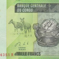 1000 франка 2013, Демократична република Конго, снимка 1 - Нумизматика и бонистика - 38206886