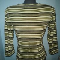 Памучна блуза в зелено райе "zabaione"® / унисайз , снимка 4 - Блузи с дълъг ръкав и пуловери - 30400587