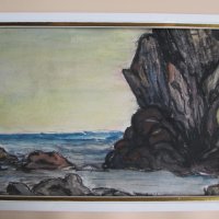Стара картина-акварел, 31х23см., снимка 1 - Картини - 38002544