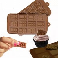 Парченца шоколадови блокчета плочка шоколад плоска силиконова форма молд украса декор торта фондан , снимка 2 - Форми - 17523699