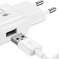 Мрежово зарядно SAMSUNG MICRO USB (EP-TA20EWE+ECB-DU4AWE) 2A , Бял, снимка 1 - Оригинални зарядни - 33856033