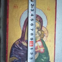 Стара ръчно рисувана икона в отлично състояние Богородица, снимка 6 - Колекции - 33854371