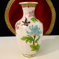 Китайска медна ваза Клоазоне,Cloisonne,маркирана. , снимка 5 - Вази - 36916498