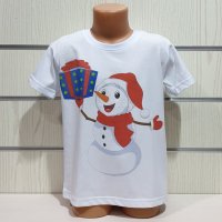 Нова детска коледна тениска със Снежко, снежен човек от 2 години до 15 години, снимка 5 - Детски тениски и потници - 31054886