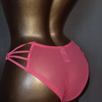 L/XL Наситено розова прозрачна, изрязана бикина , снимка 1 - Бельо - 37289598