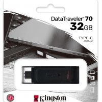 Нова USB 32GB Flash памет Kingston DT70, USB 3.0, USB TYPE C - запечатана, снимка 1 - USB Flash памети - 30752545