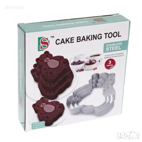 3366 Комплект форми за торта на етажи Мече, 3 броя, снимка 1