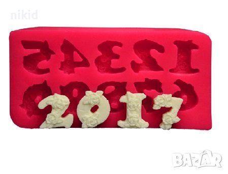 Дълбоки числа цифри на цветя силиконов молд форма за украса торта с фондан шоколад гипс, снимка 1