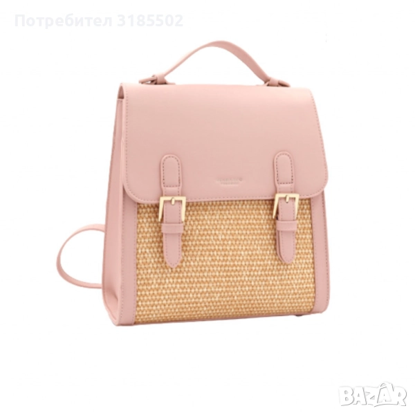 Кокетна дамска раничка, със сламени детайли, снимка 1