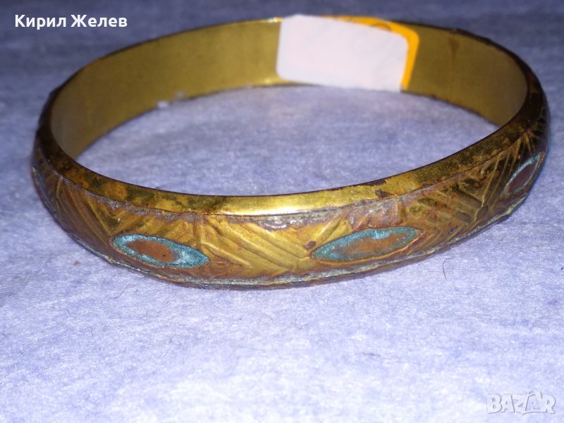 СТАРА БРОНЗОВА ОРНАМЕНТИРАНА ОРИЕНТАЛСКА ЕТНОГРАФСКА ГРИВНА с МЕДЕН ОБКОВ РЪЧНА ИЗРАБОТКА 37518, снимка 1