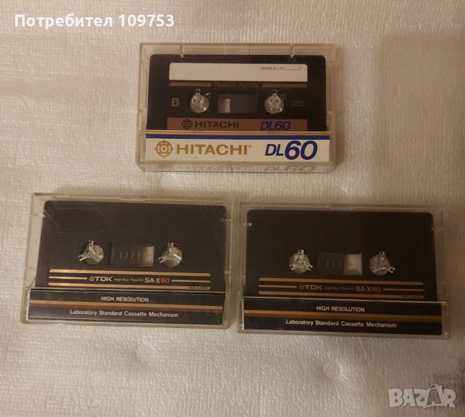3 бр. касети: 2x TDK SA-X60, 1x HITACHI DL60, снимка 1