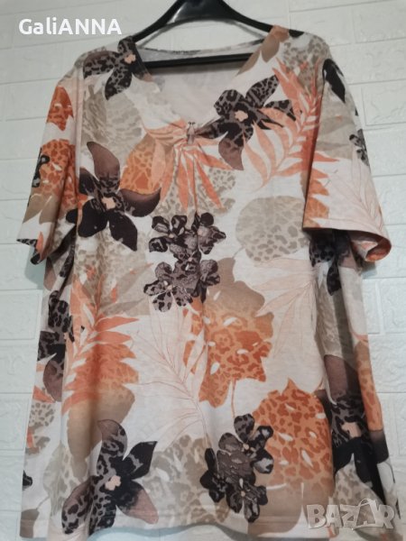 СТРАХОТНА ТУНИКА С ЦВЕТЯ РАЗМЕР 3XL-4XL, снимка 1