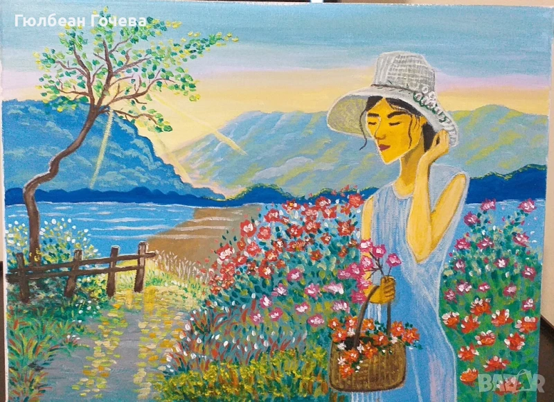 "Момичето в цветната градина", снимка 1