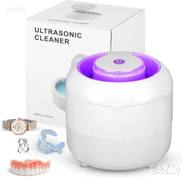 UV ултразвуков почистващ апарат за ретейнери с 4 UV LED, 45kHz машина за почистване, снимка 1