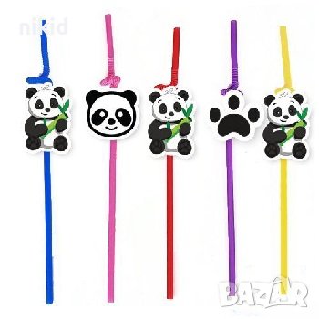 10 бр Панда Панди парти сламки рожден ден топери, снимка 1