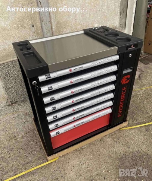 Нов Професионален Шкаф с инструменти EVERFORCE със 7 чекмеджета и отделение за закачане на инструмен, снимка 1