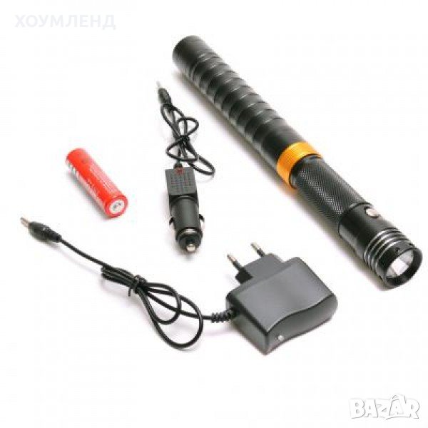 Акумулаторен фенер с нож и оптично увеличение + зарядно за 12V и 220V, снимка 1