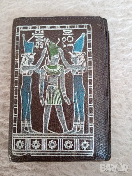 Кожен портфейл в египетски стил с египетски декор , снимка 1