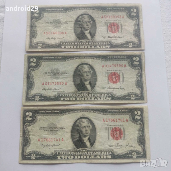 2 долара/DOLAR ,САЩ/USA/червен печат/RED seal -1953 година, снимка 1