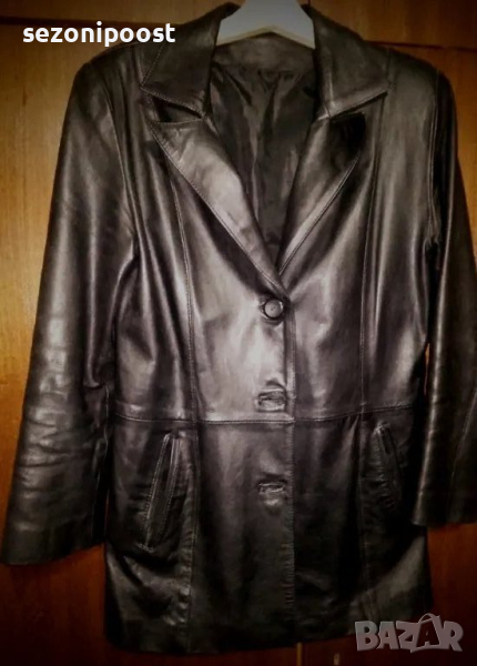 💜Дамско дълго кожено сако от естествена кожа-Л,ХЛ,2ХЛ💜, снимка 1