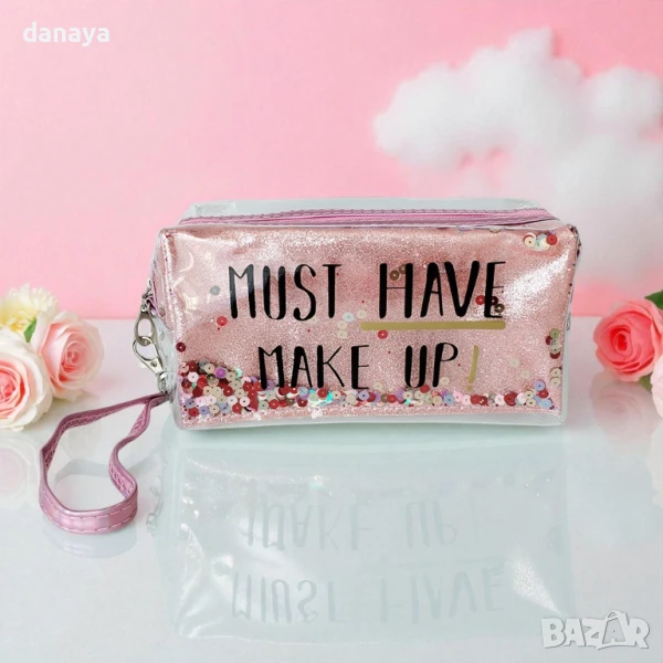 5983 Блестящ козметичен несесер с пайети Must Have Make Up, снимка 1