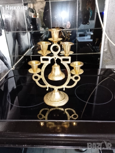 Свещник с камбана от месинг, снимка 1