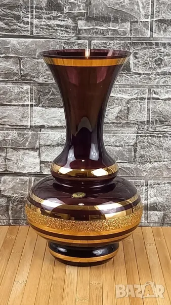 Стъклена ваза Бохемия, снимка 1