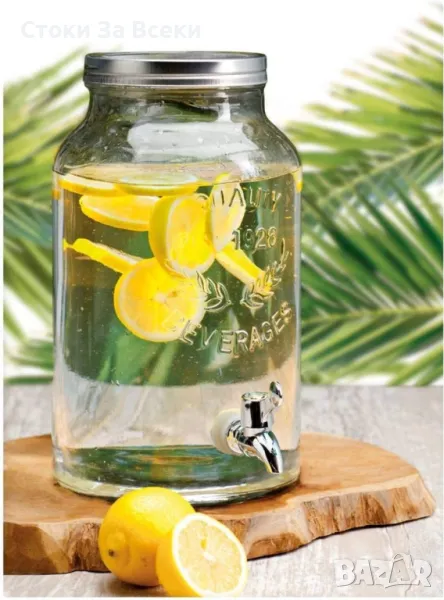 Буркан EDM с кран прозрачен и неръждаема стомана 5.5 литра, снимка 1