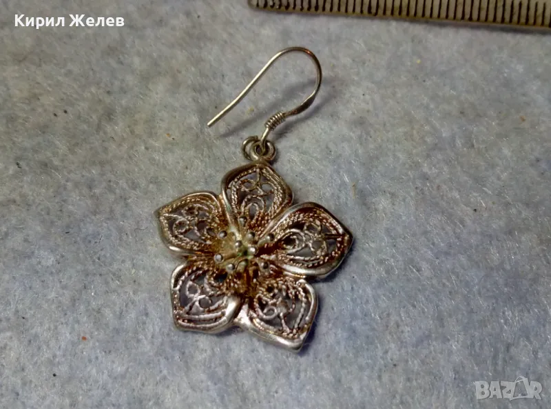 НЕЖНА ФЛОРАЛНА ФИЛИГРАННА ПОСРЕБРЕНА ОБЕЦА ЦВЕТЕ от БЛАГОРОДНА СТОМАНА 49319, снимка 1