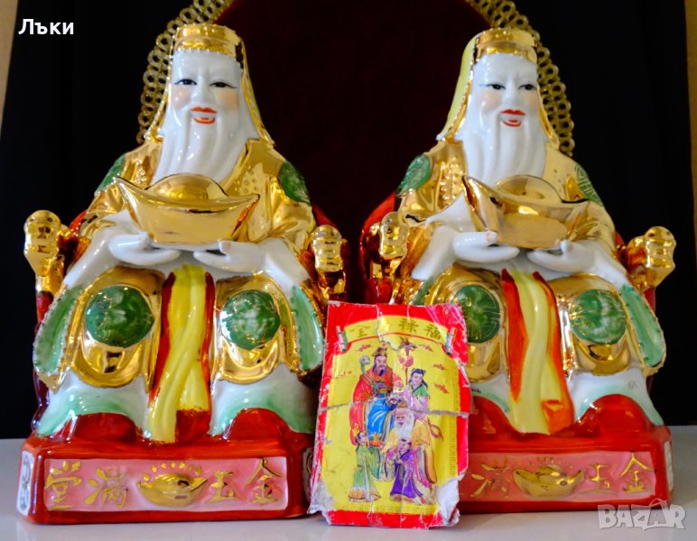 Китайска порцеланова фигура Лу-син,злато,фън шуй. , снимка 1