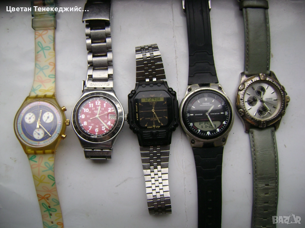 Продавам 5 броя кварцови часовника Swatch и Casio, снимка 1