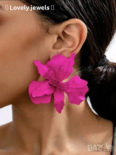 Големи цикламени обици орхидея 21, снимка 1