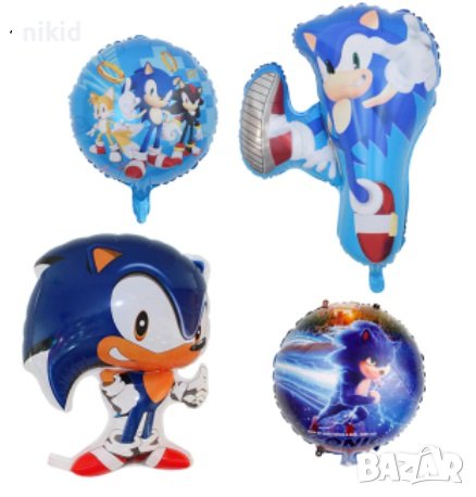 4 Соник Sonic фолио фолиев балон хелий или въздух парти рожден ден, снимка 1