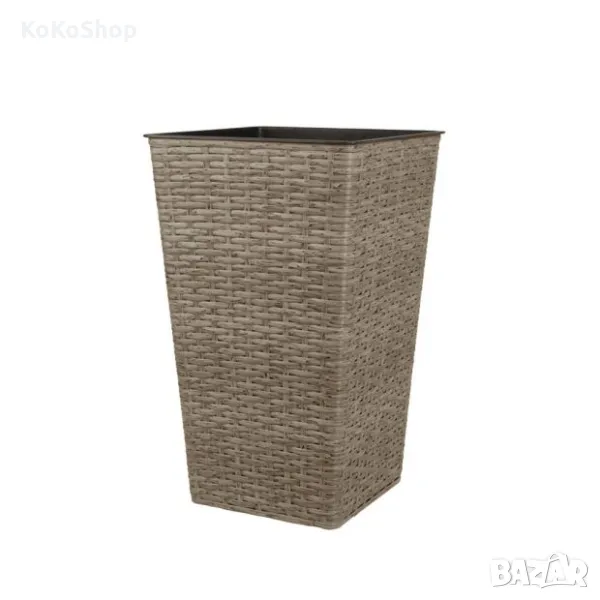 Кашпа-28х28х45 см./висока кашпа от PVC ратан/кашпа, снимка 1